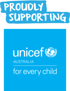 Proudly Supporting UNICEF Australia For Every Child Logo